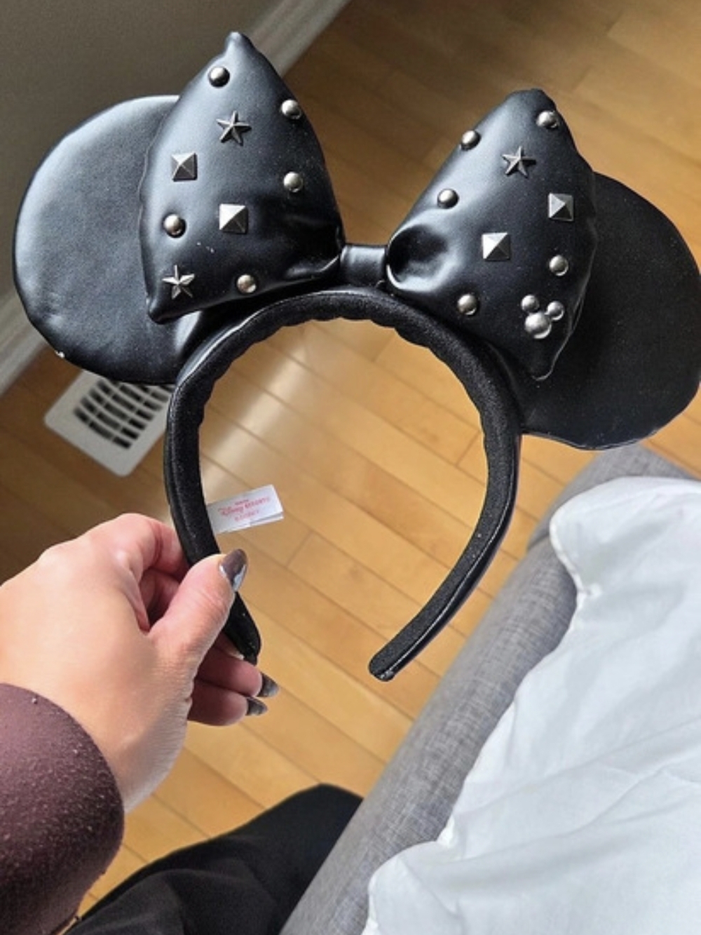 Disney Tokyo Disney Resort Black Studs Leather Mickey Ears Headband Tokyo Resort